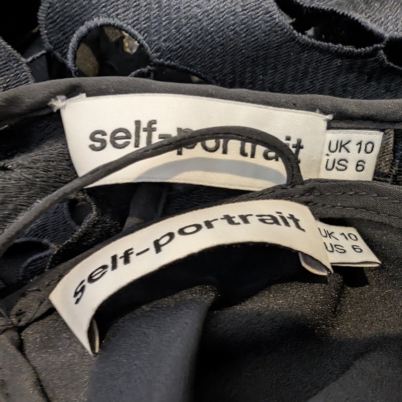 💘 Self Portrait Women's Guipure Lace Jumpsuit Black Size 6 - Picture 5 of 5